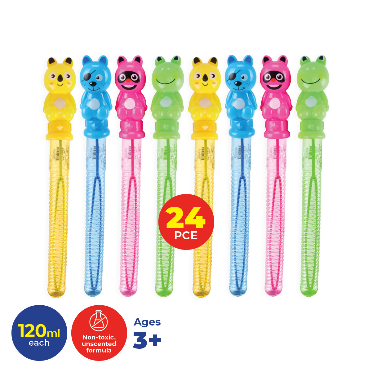 Party Central 24PCE Bubble Swords Assorted Animal Designs Unscented 120ml
