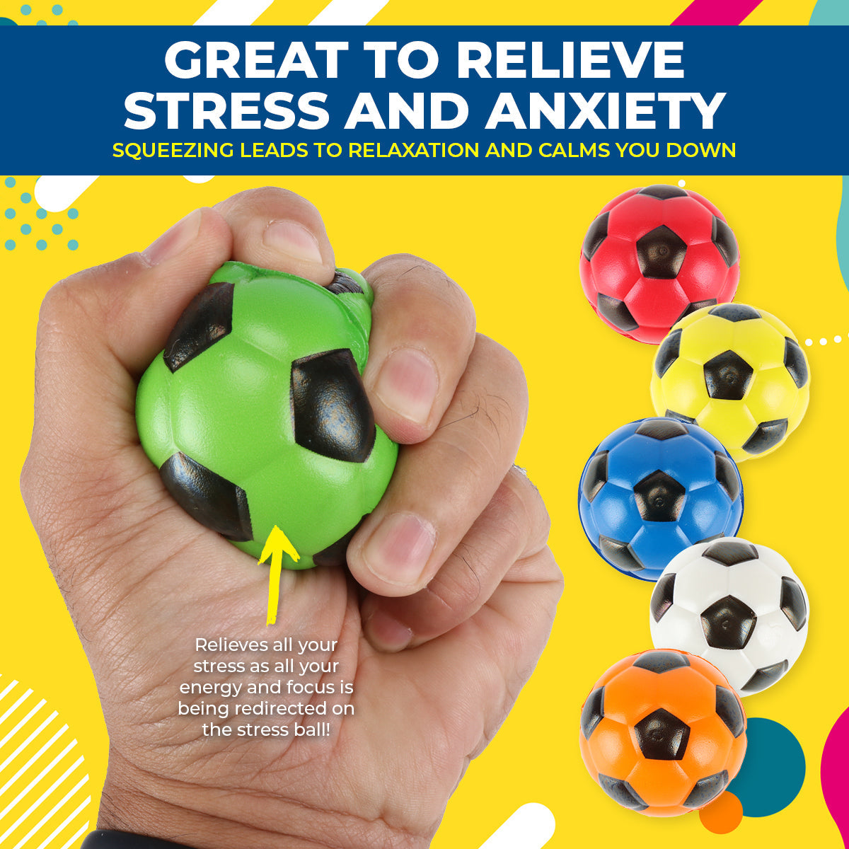Party Central 36PCE Soccer Stress Balls High Quality Rubber Soft Toy 6.3cm
