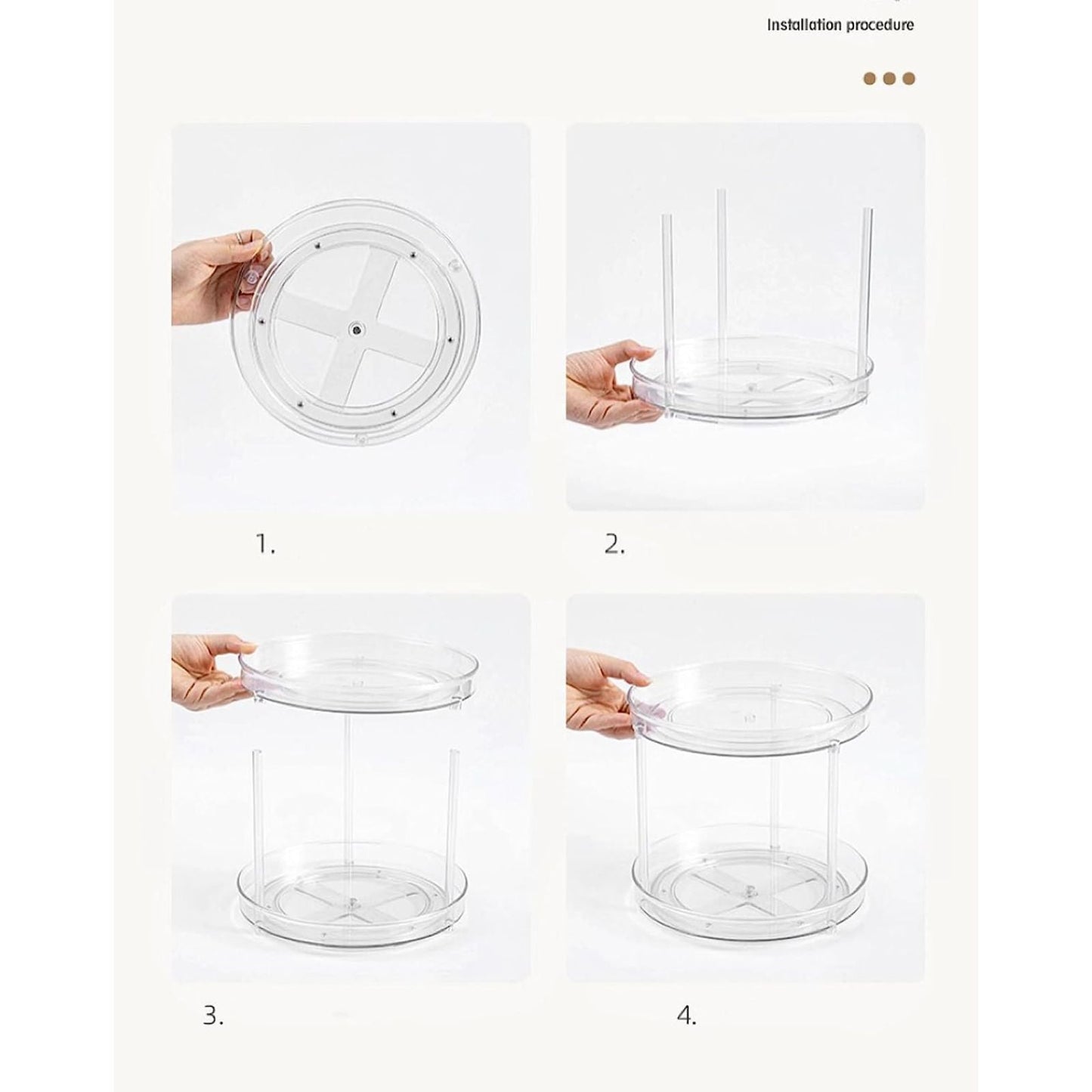 GOMINIMO 2 Tier Turntable Cabinet Organizer (Transparent) GO-TCO-100-BL
