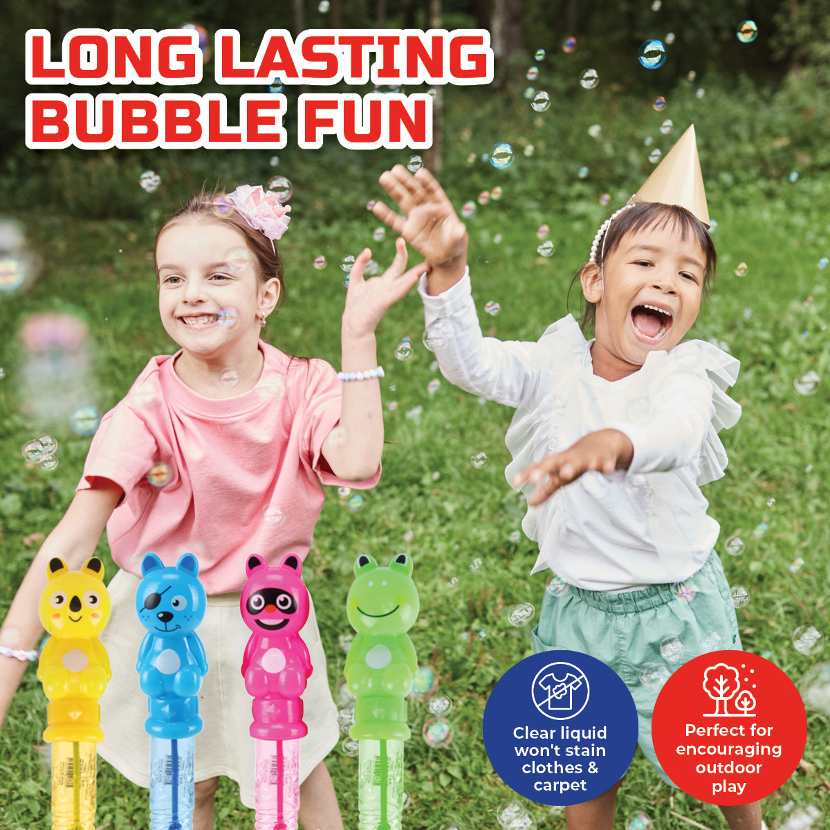 Party Central 24PCE Bubble Swords Assorted Animal Designs Unscented 120ml