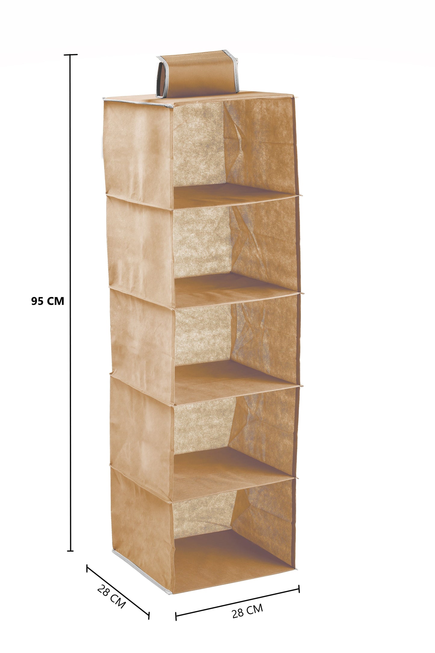 2 Pack 5-Tier Shelf Hanging Closet Organizer and Storage for Clothes (Beige)