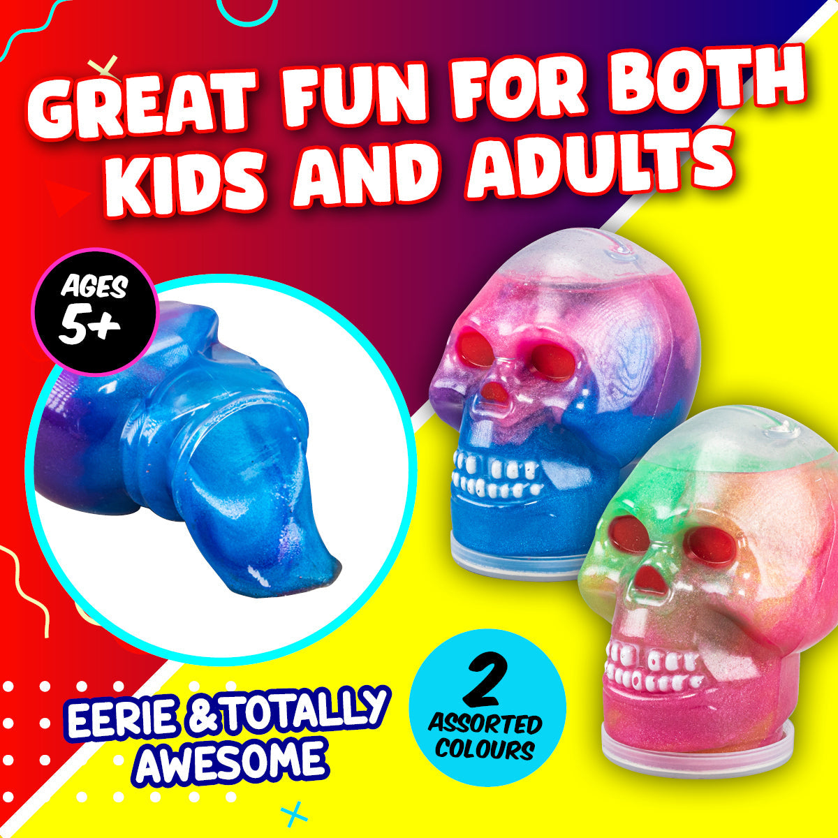 Party Central 12PCE 100g Shimmering Galaxy Slime In Skull Casing Non Stick
