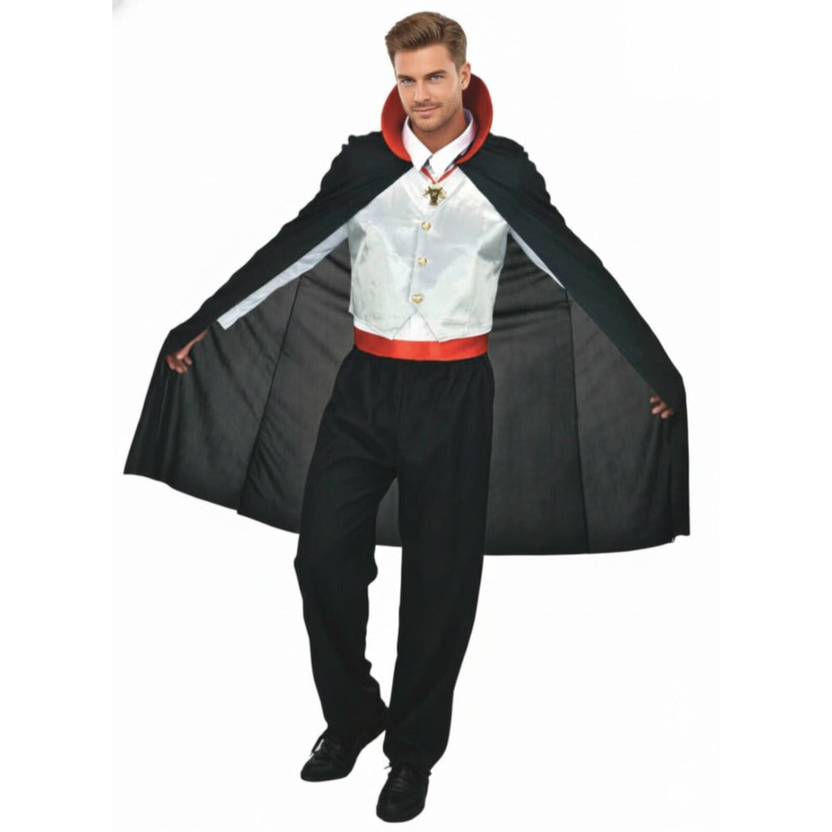 Mens Vampire Costume Adult Dracula Costume w/ Cape Party Dressup
