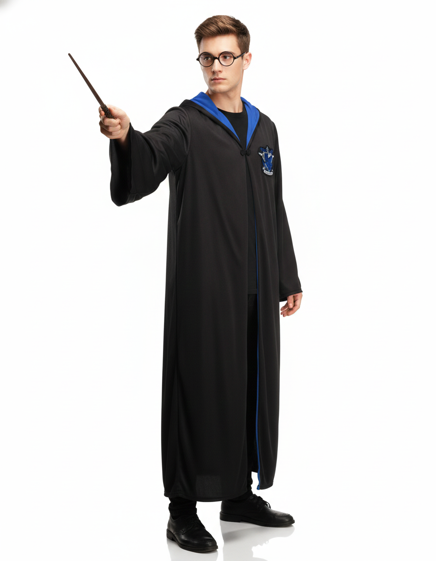 Adult Wizard Robe Cloak Costume Cape Halloween in Blue