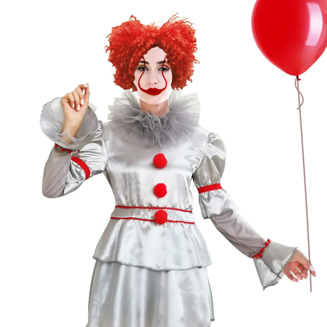 Womens Stephen Kings It Pennywise Evil Clown Halloween Scary Costume Outfit