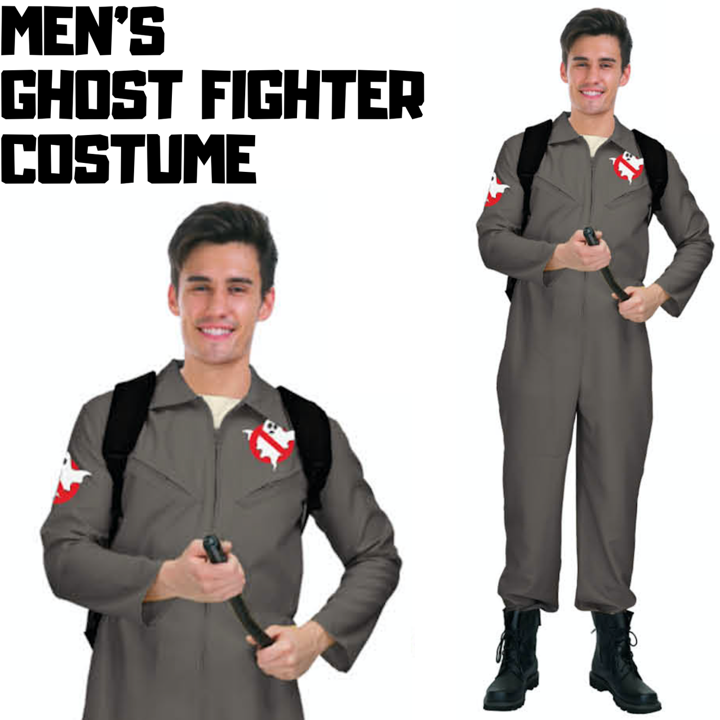 ADULT Ghost Fighter Costume Movie Cartoon Mens 80s 1980s Party-1