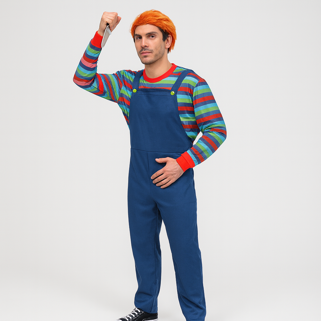 Adult Mens Creepy Child Costume Halloween Childs Play 2 Good Guy Halloween