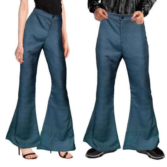 70s Flares Denim Look Jeans 1970s Flared Pants Mens Ladies Unisex 70's Dancer-0