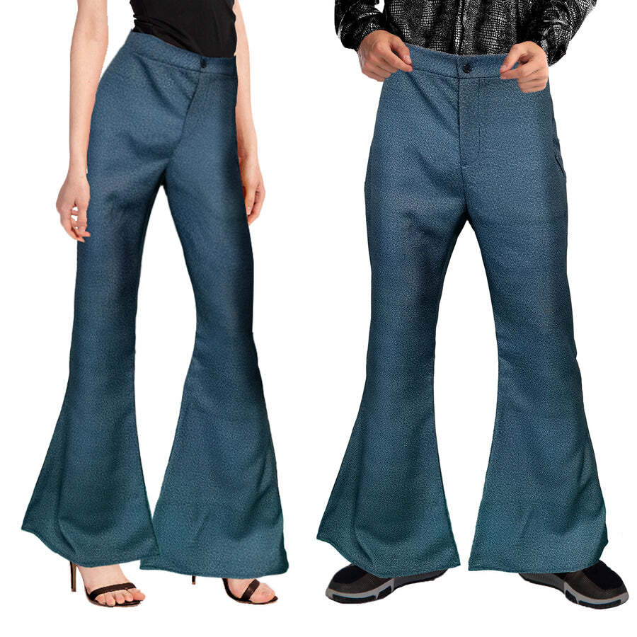 70s Flares Denim Look Jeans 1970s Flared Pants Mens Ladies Unisex 70's Dancer-1