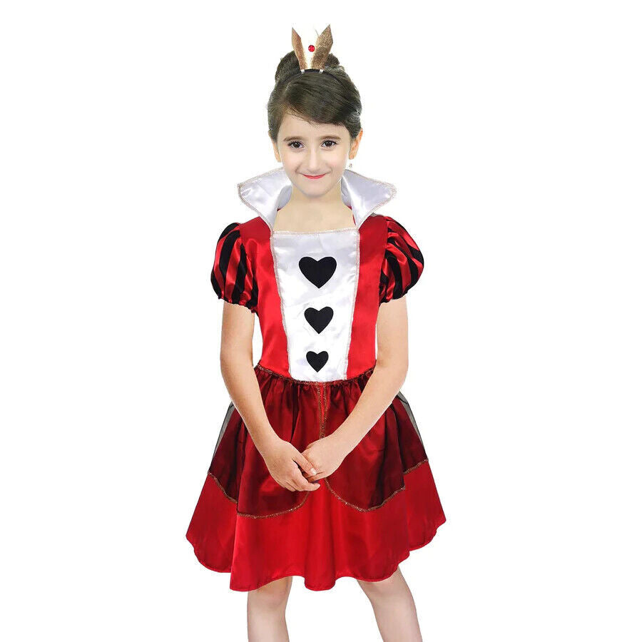 Girls Red Queen of Hearts Book Week Halloween Costume-3