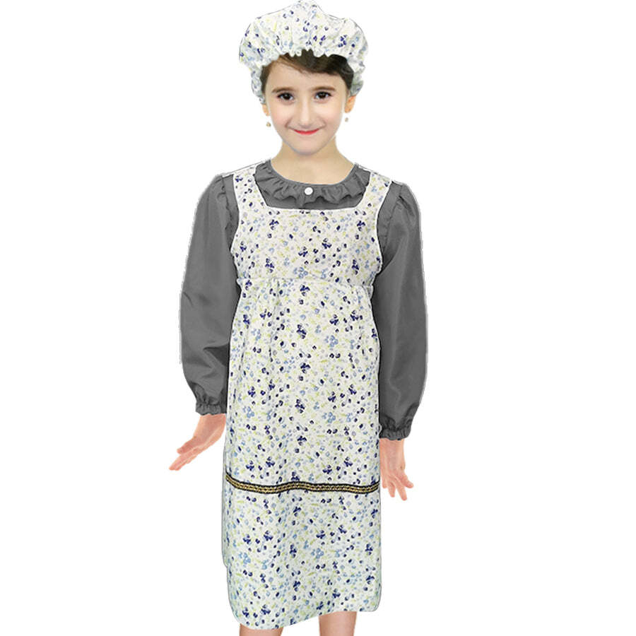 Girls Grandma Old Lady Costume Victorian Schoolgirl 100 Days Party Halloween-3