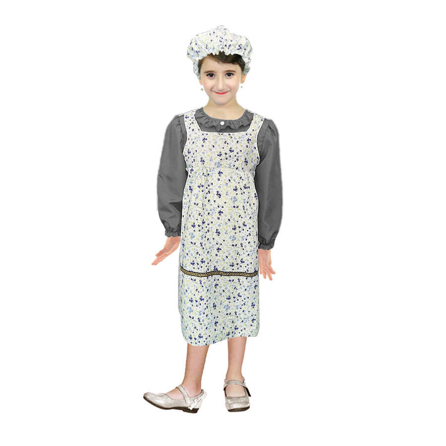 Girls Grandma Old Lady Costume Victorian Schoolgirl 100 Days Party Halloween-0
