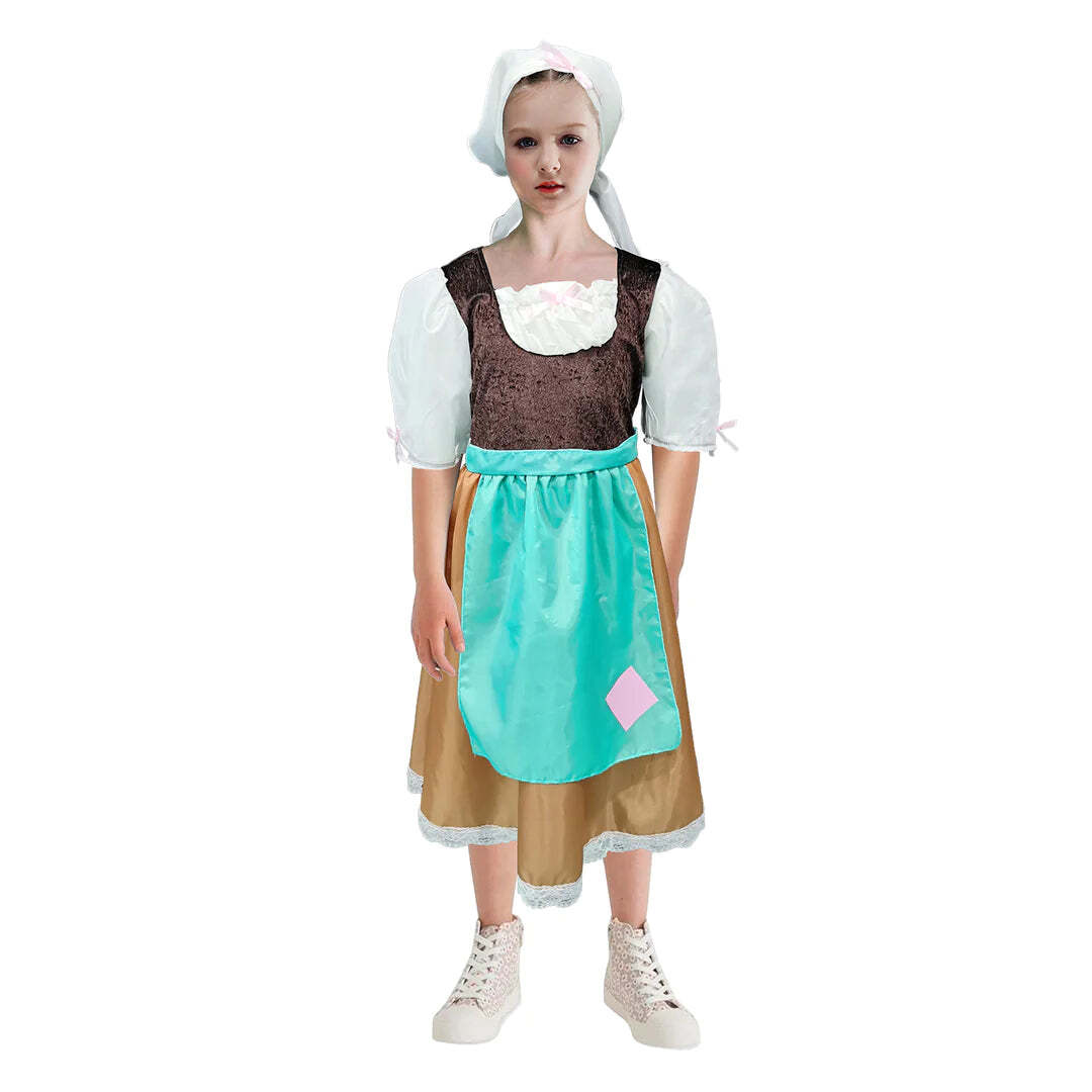 Girls Cinderella Book Week Halloween Costum - Dress & Headpiece-0