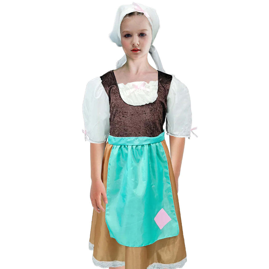 Girls Cinderella Book Week Halloween Costum - Dress & Headpiece-3