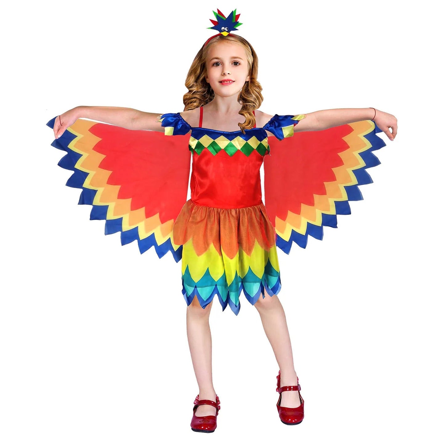 Girls Parrot Costume Rainbow Bird Halloween School Carnival Book Week-1