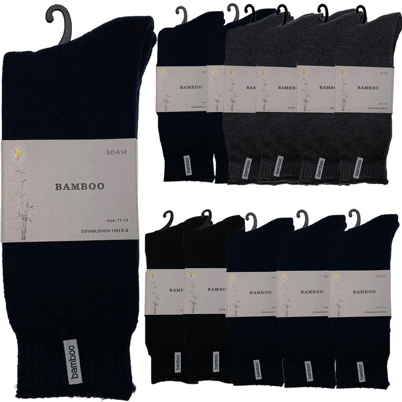12 Pairs PREMIUM BAMBOO SOCKS Mens Heavy Duty Thick Work Socks BULK Cushion-5