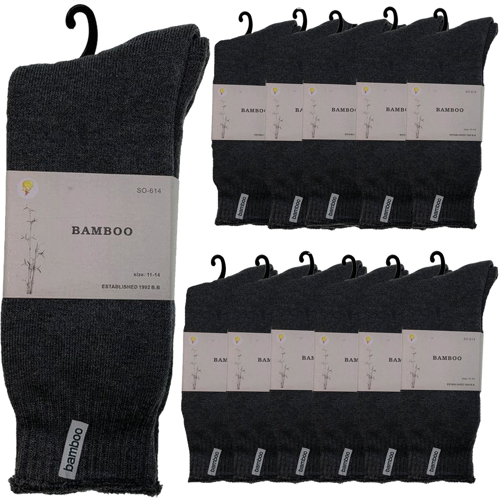 12 Pairs PREMIUM BAMBOO SOCKS Mens Heavy Duty Thick Work Socks BULK Cushion-10