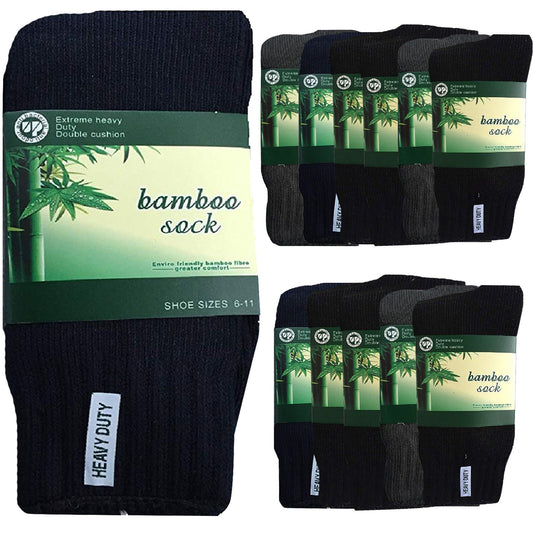 12 Pairs BAMBOO SOCKS Mens Heavy Duty Premium Thick Work Socks Cushion BULK-0