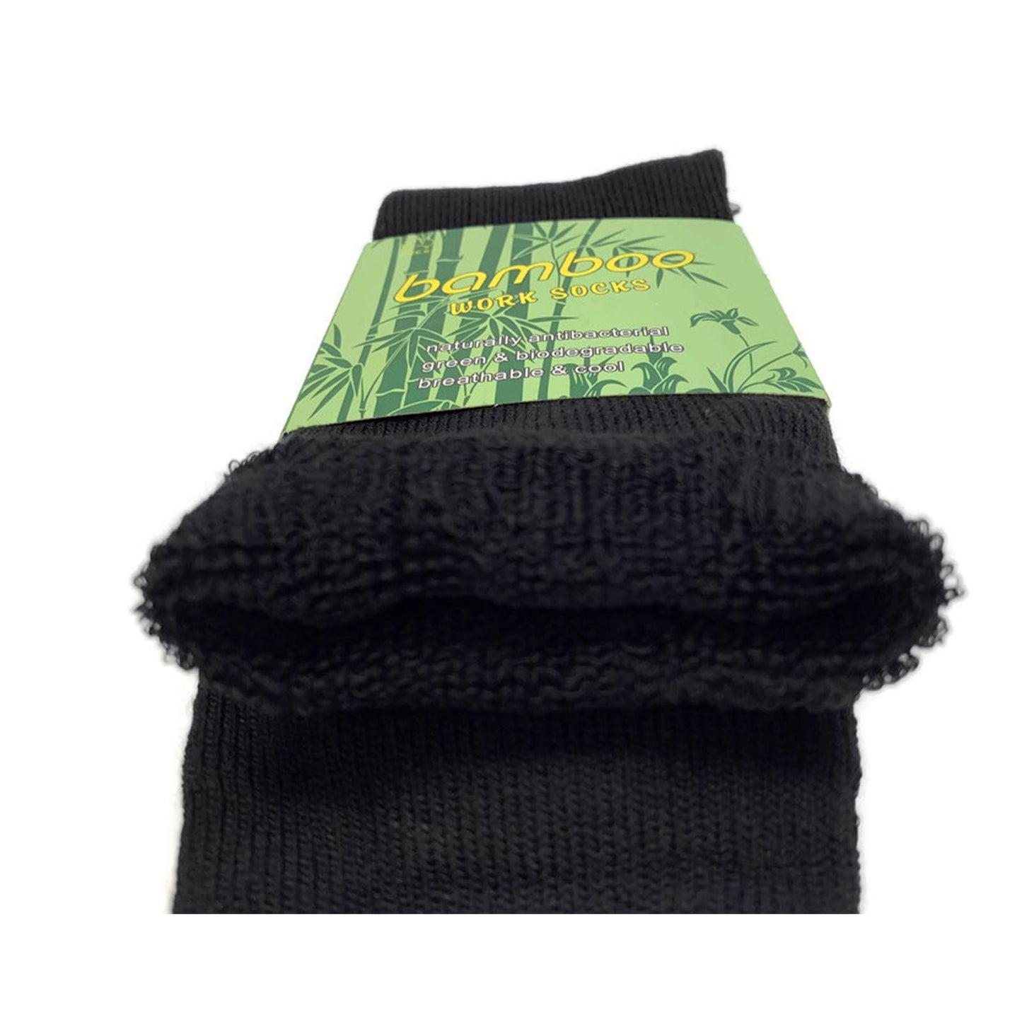 12 Pairs Bamboo Rich Mens Work Socks Thick Cushion Anti Odour - Black