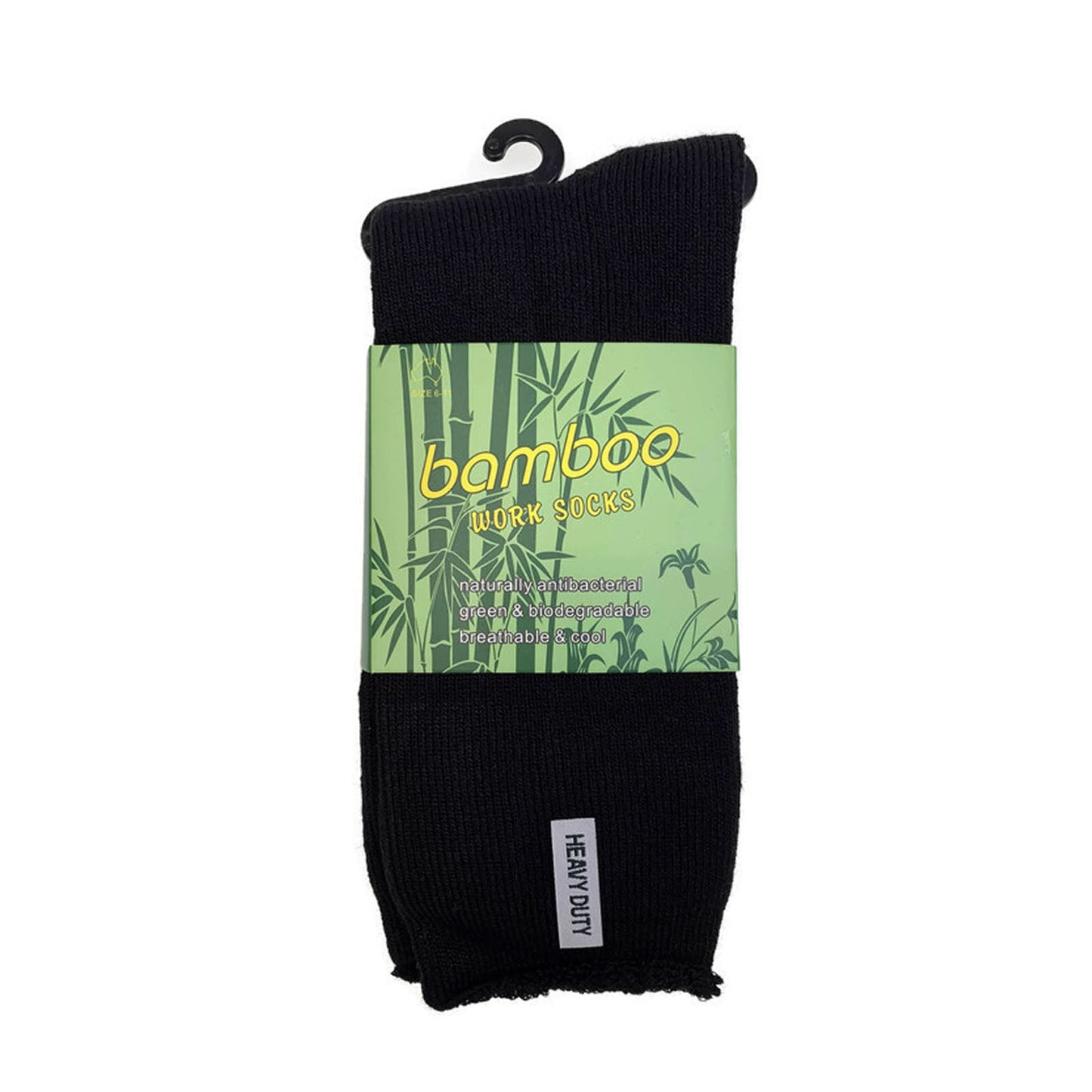 12 Pairs Bamboo Rich Mens Work Socks Thick Cushion Anti Odour - Black