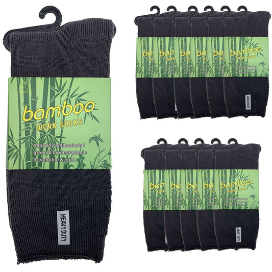 12 Pairs PREMIUM BAMBOO SOCKS Mens Heavy Duty Thick Work Socks Cushion BULK-10