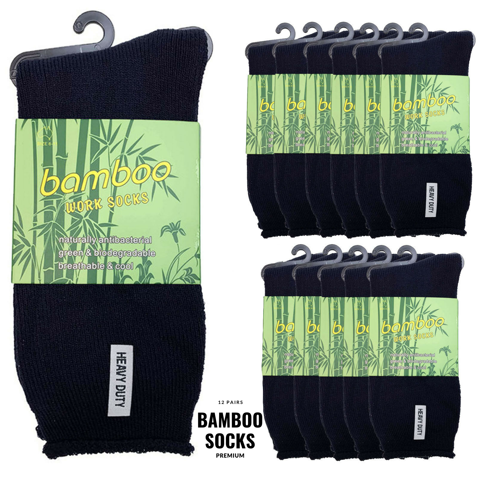 12 Pairs PREMIUM BAMBOO SOCKS Mens Heavy Duty Thick Work Socks Cushion BULK-1