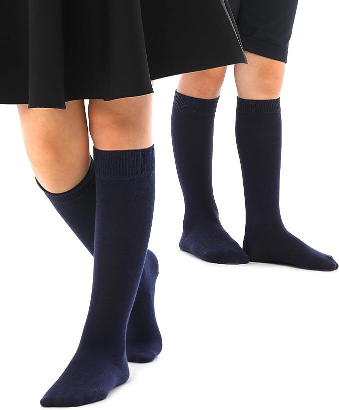 12x Knee High School Socks for Girls Boys Plain Cotton Rich Kids Bulk-10