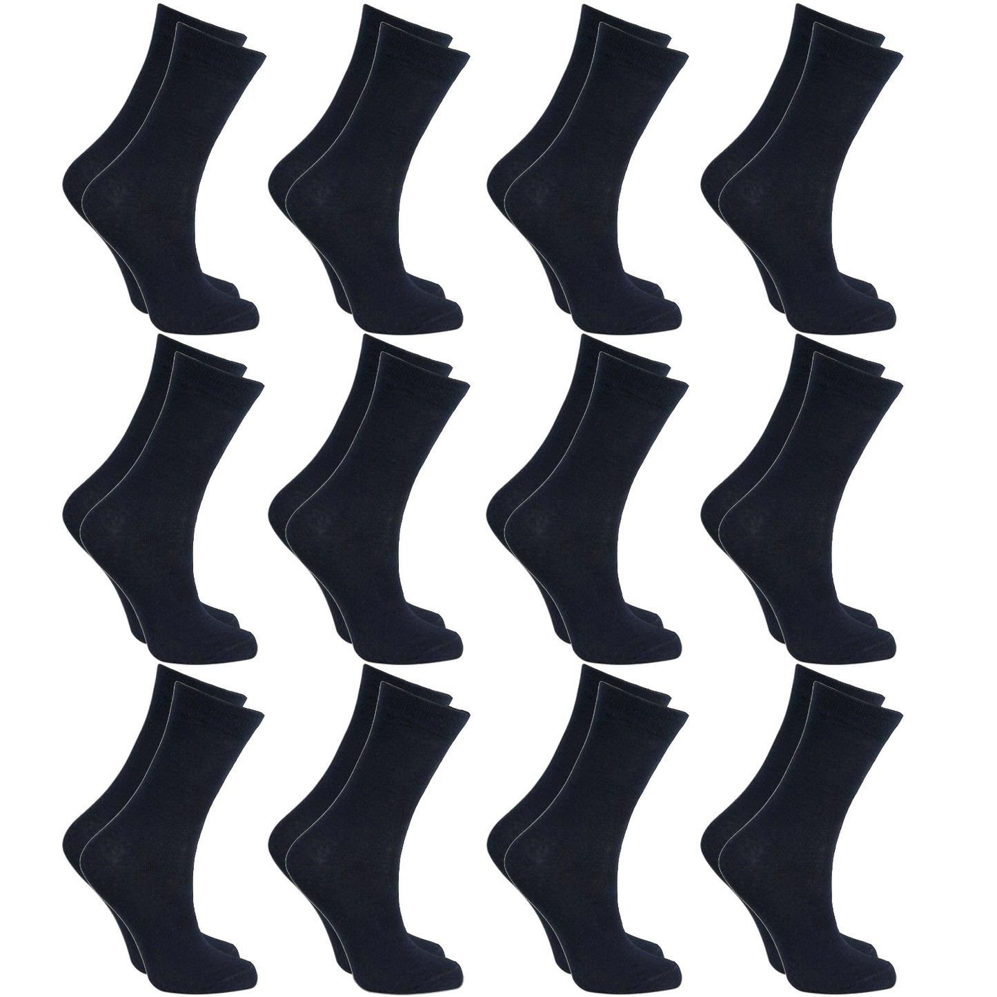 12x Pairs SCHOOL SOCKS Plain Cotton Rich Girls Boys School Uniform BULK-0