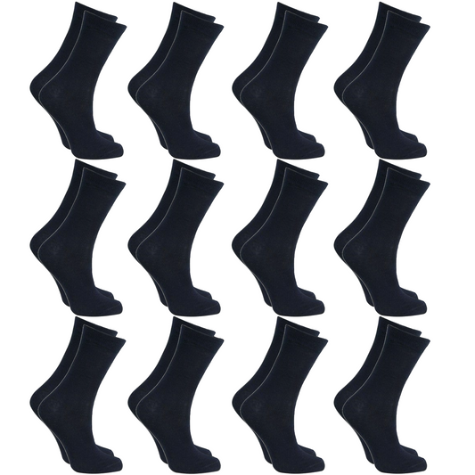 12x Pairs SCHOOL SOCKS Plain Cotton Rich Girls Boys School Uniform BULK-0