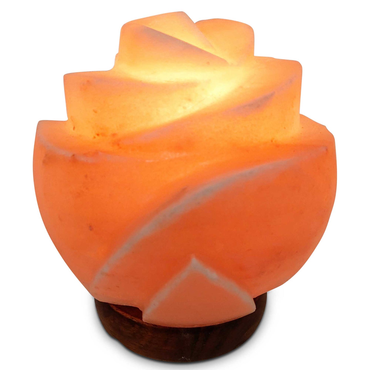 12V 12W Rose Himalayan Pink Salt Lamp Carved Flower Rock Crystal Light Bulb On/Off-0