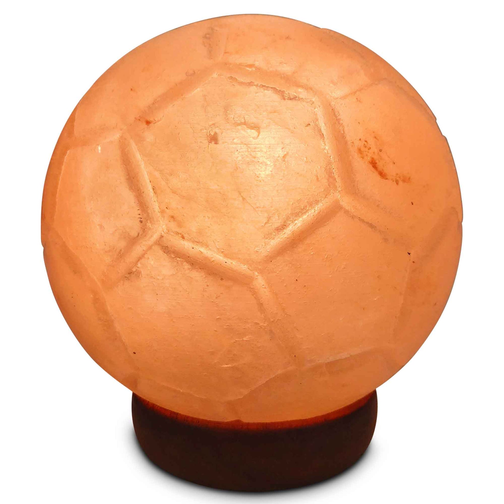 12V 12W Soccer Himalayan Pink Salt Lamp Carved Ball Rock Crystal Light Bulb On/Off-0