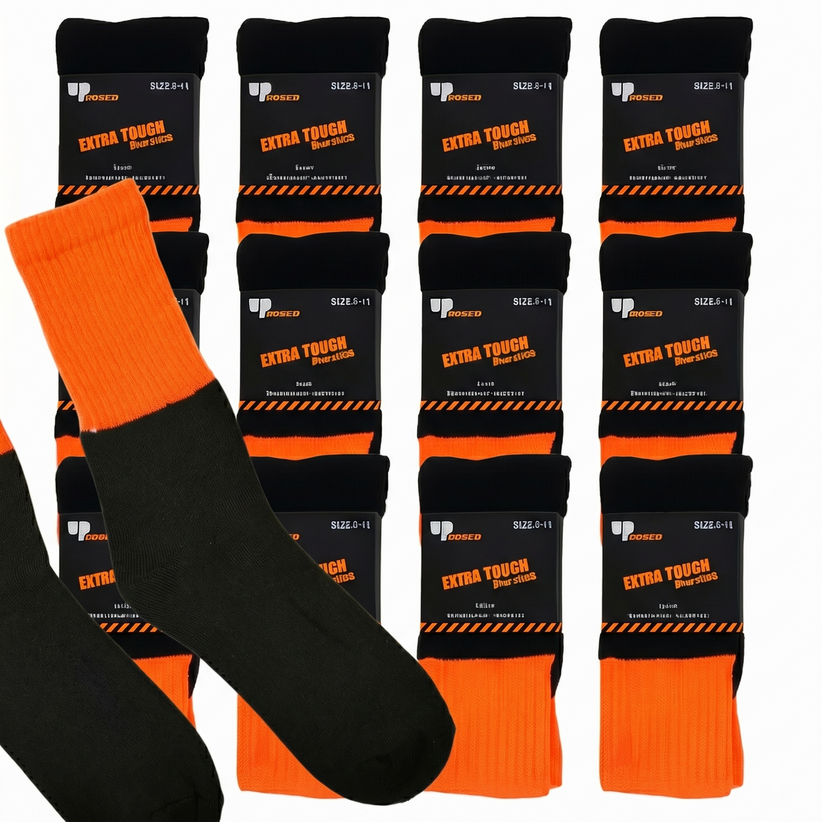 12x Pairs HI VIS SOCKS Workwear Work Safety Tradie High Visibility Fluro - Orange