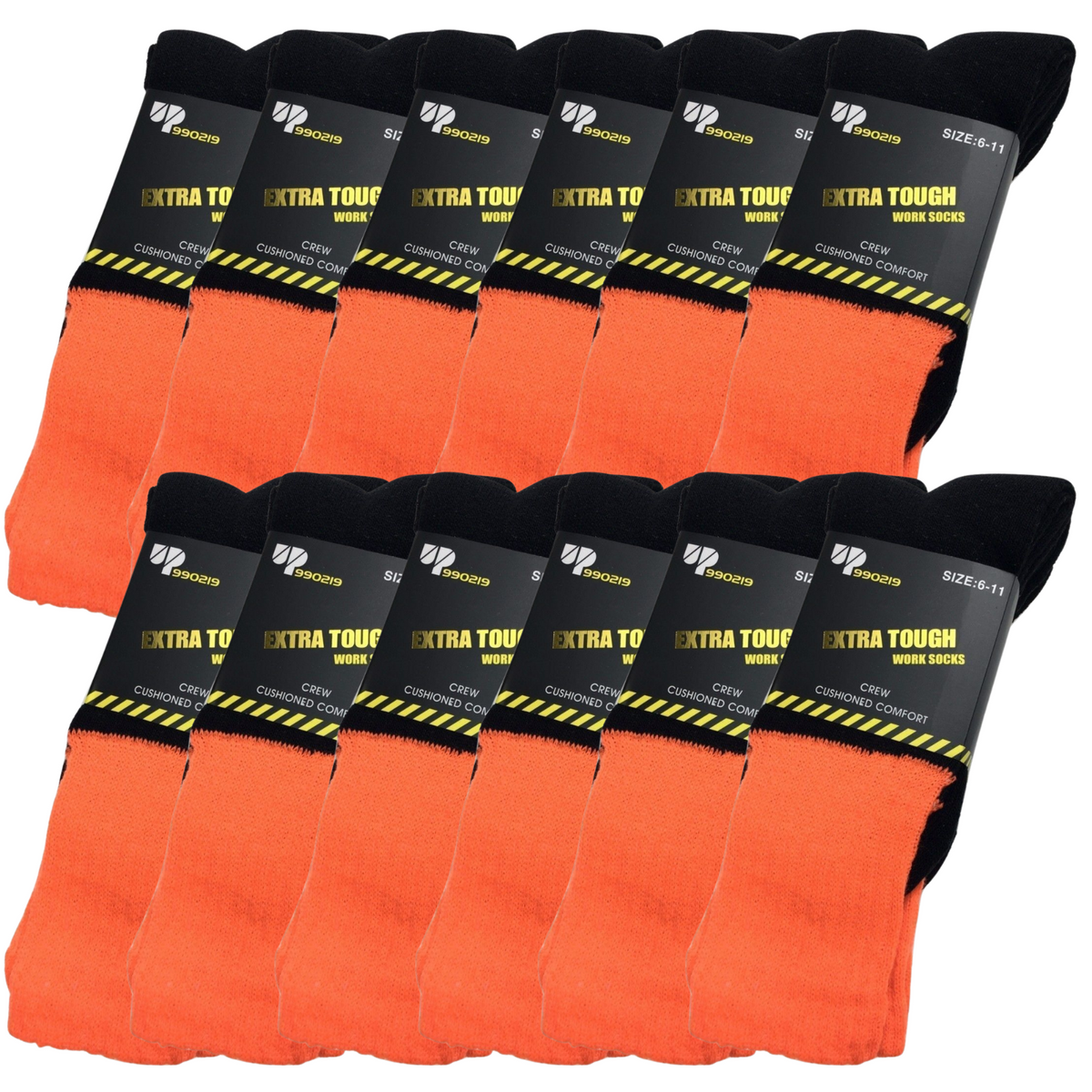12x Pairs HI VIS SOCKS Workwear Work Safety Tradie High Visibility Fluro - Orange