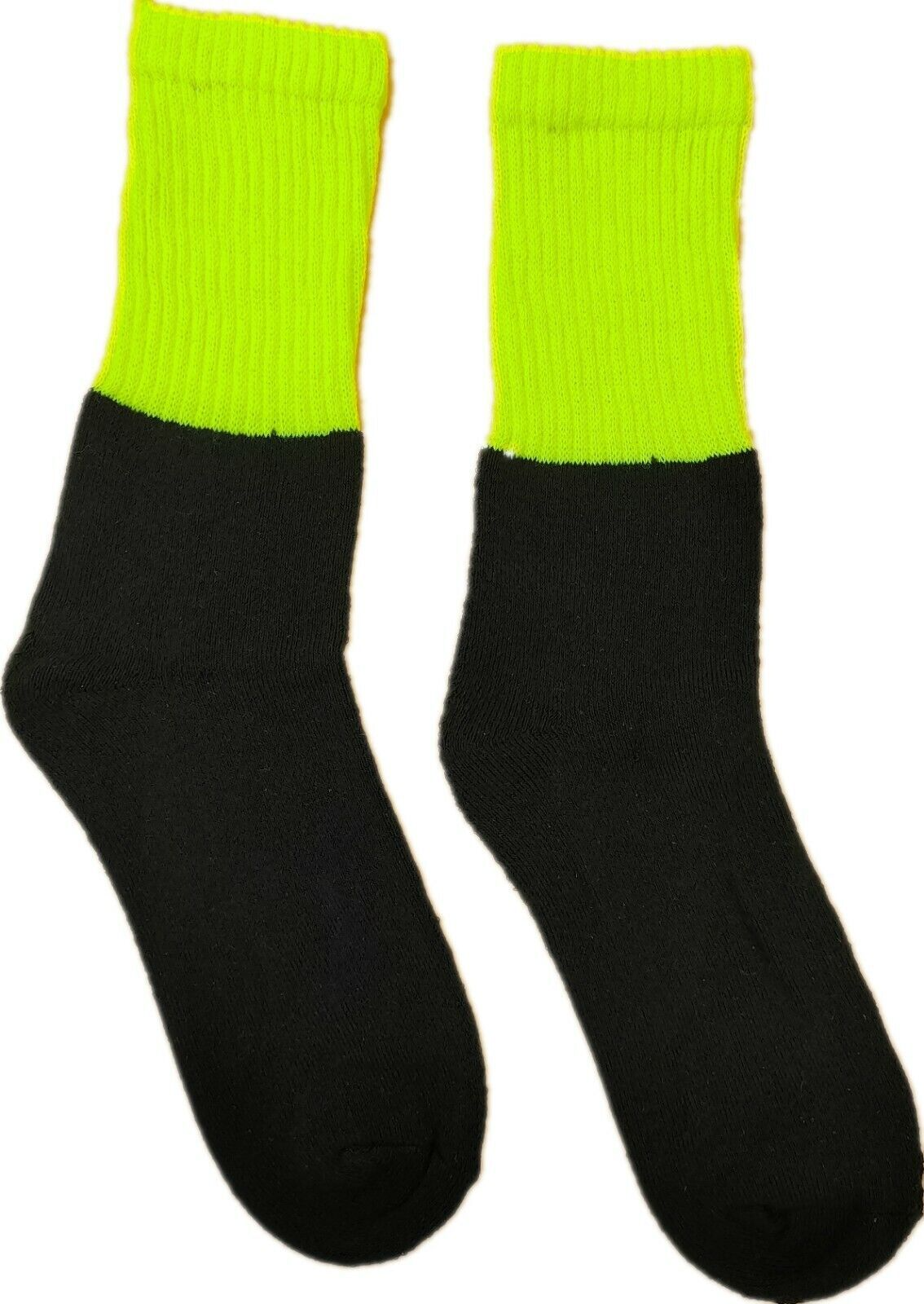12x Pairs HI VIS SOCKS Workwear Work Safety Tradie High Visibility Fluro - Yellow