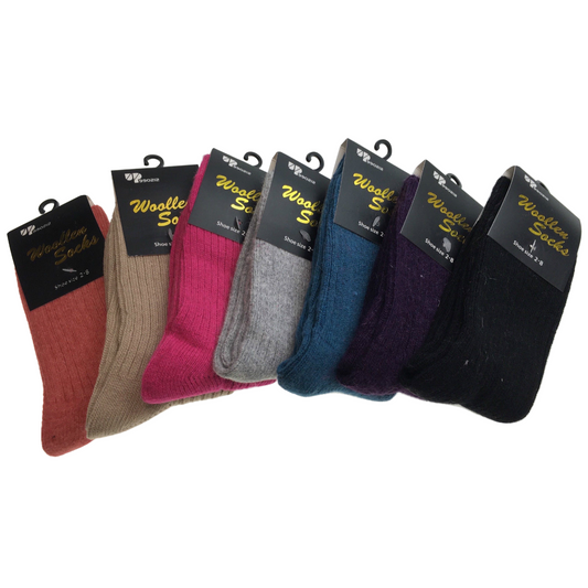 12 Pairs WOOL BLEND SOCKS Ladies Womens Thick Soft Work Thermal Warm Winter BULK-0