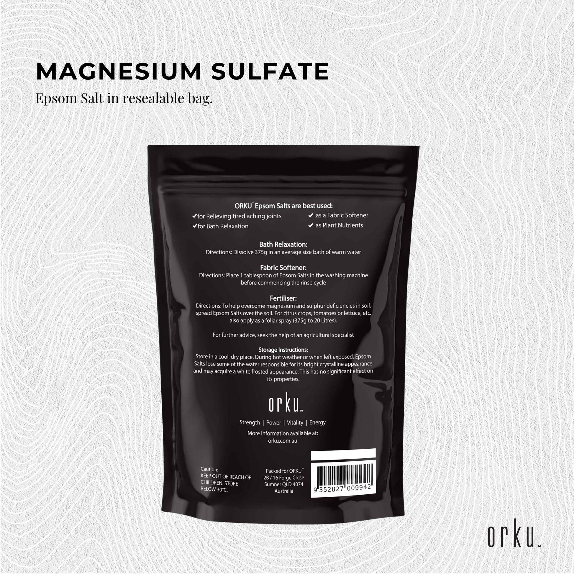 12x 1Kg Orku Epsom Salt - Magnesium Sulphate Bath Salts Skin Body-2
