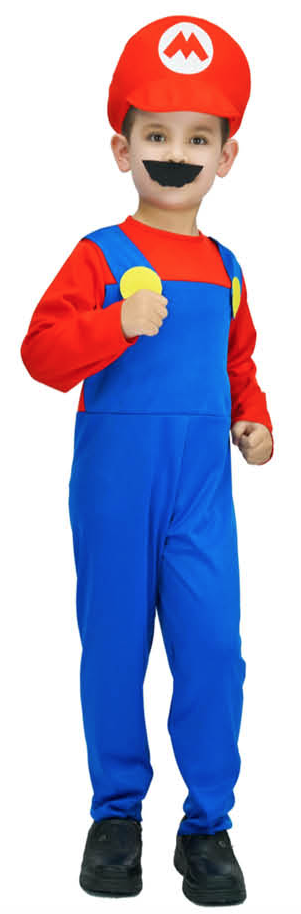 Kids Mario Costume Bros Jumpsuit Fancy Dress Cosplay Book Week Dress-0
