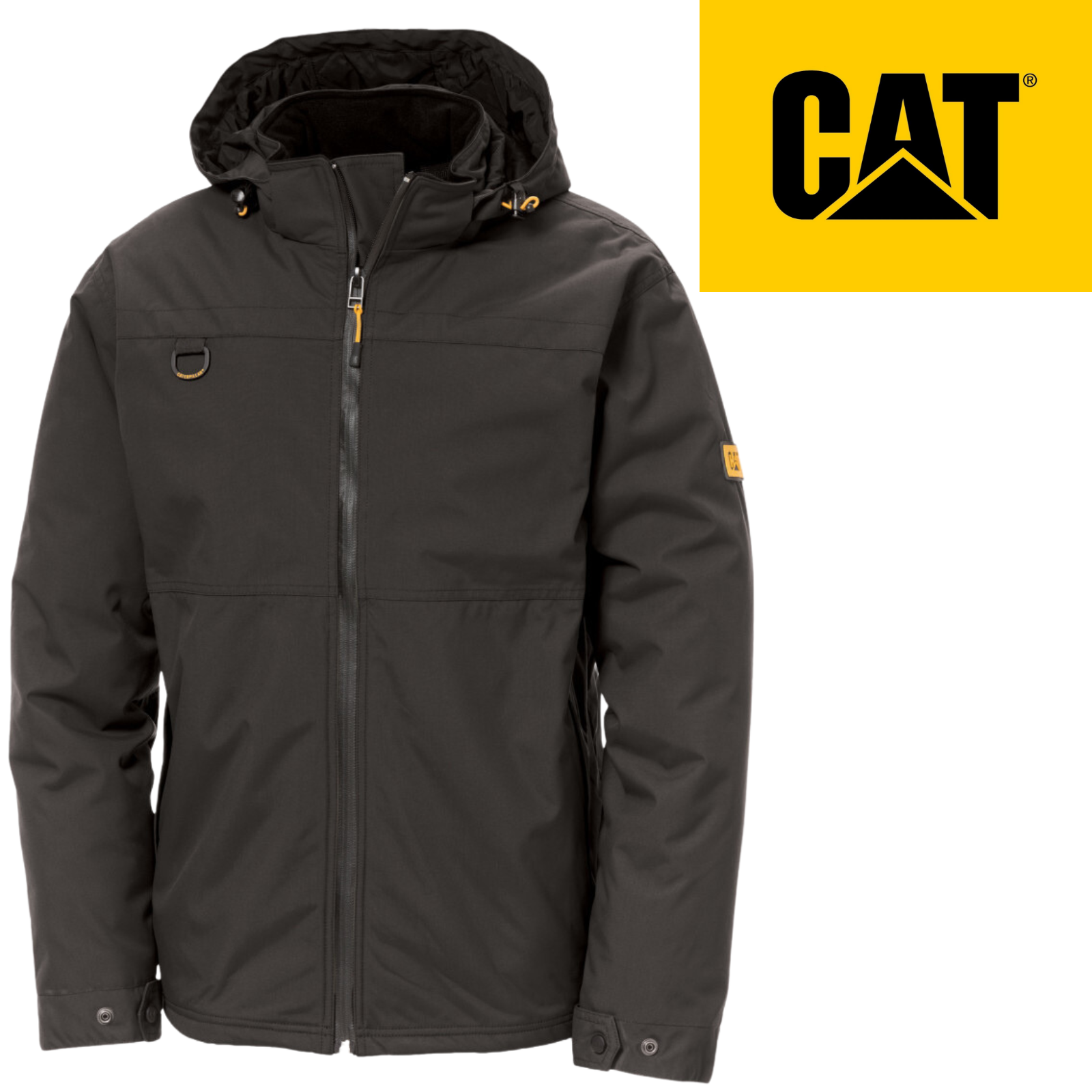Caterpillar Mens Waterproof Zip Jacket w Hood Chinook CAT Winter Ski in Black-1
