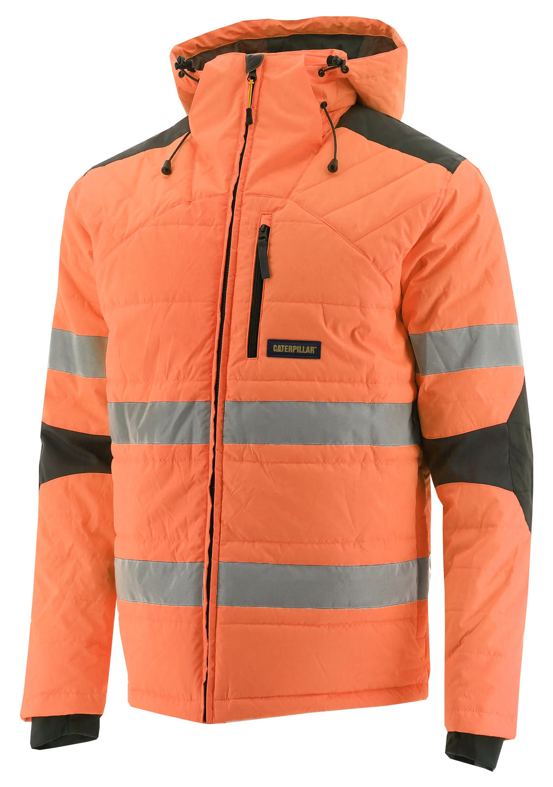 Caterpillar Mens Boreas Hi-Vis Puffer Jacket w Hood Water Resistant CAT - Orange-0