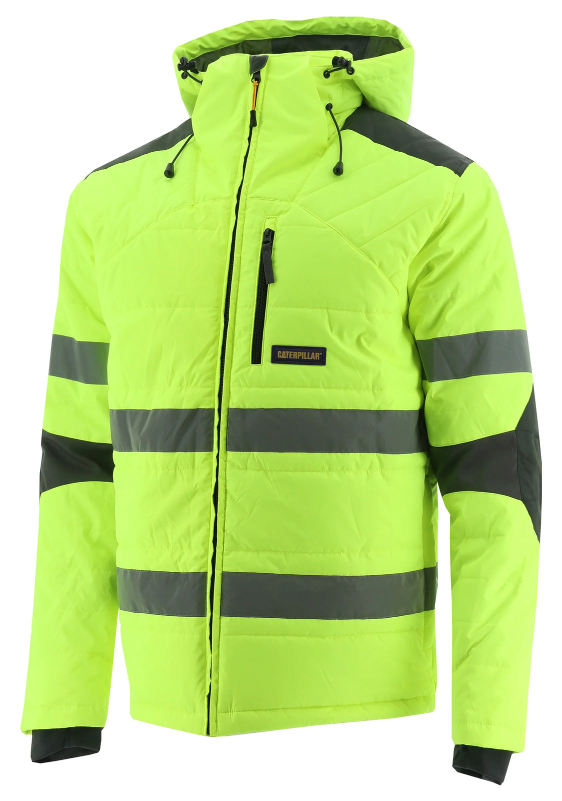 Caterpillar Mens Boreas Hi-Vis Puffer Jacket w Hood Water Resistant CAT - Yellow-0
