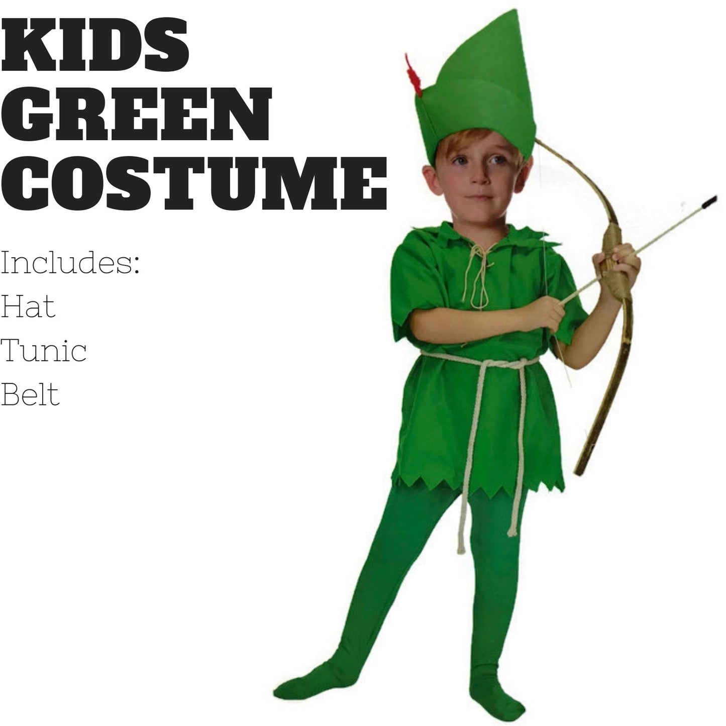 Childrens Green Costume Peter Pan Robin Hood Elf Halloween Kids Book Week-1
