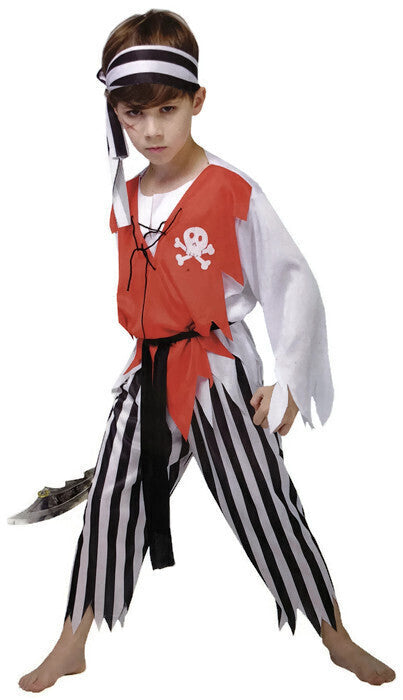 BOYS PIRATE COSTUME Kids Fancy Dress Halloween Party Book Week Outfit Carribean-1