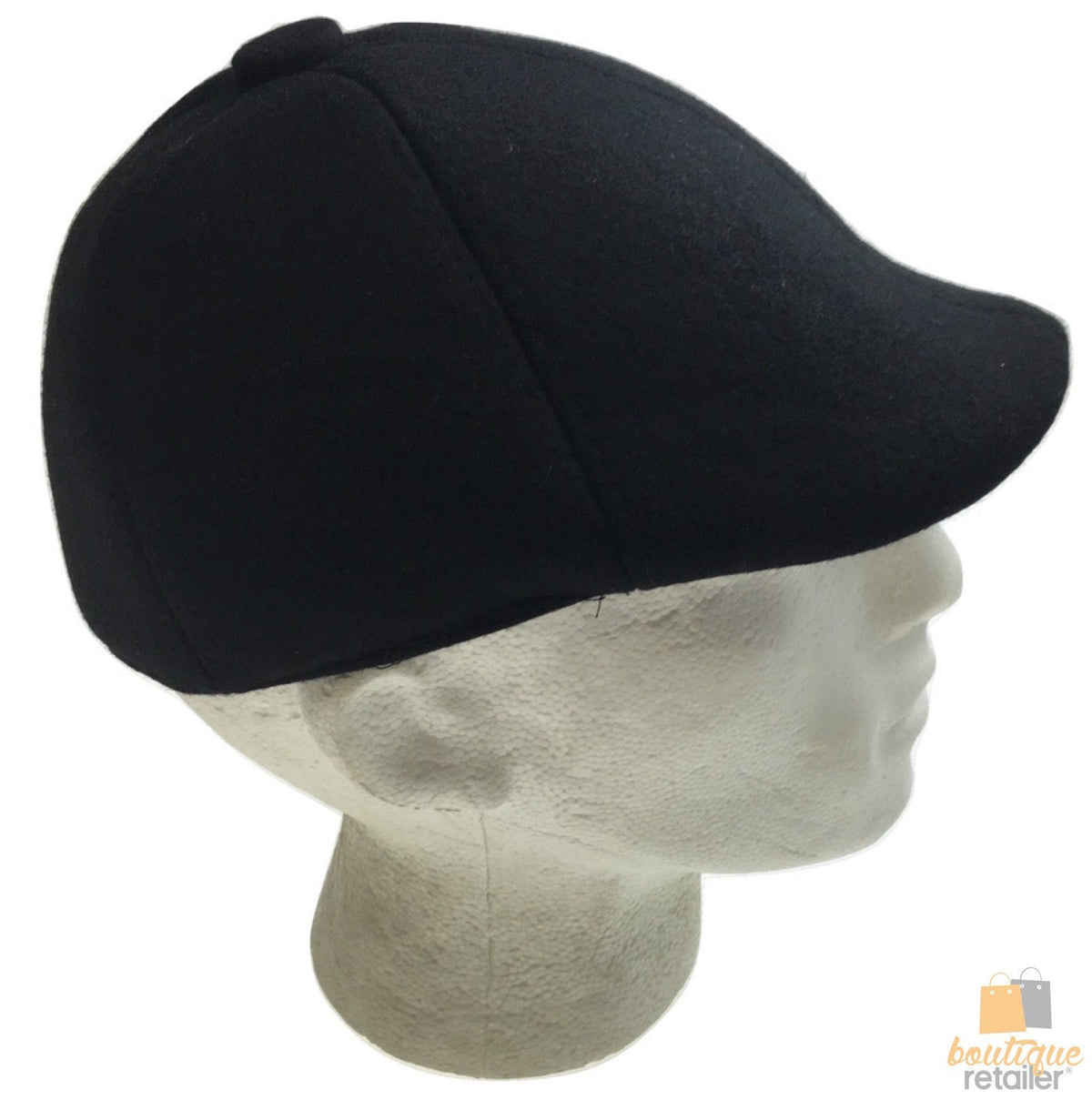 MENS NEWSBOY HAT Cabbie Gatsby 20s Ivy Cap Flat Driving Sun Flat Plain - Black