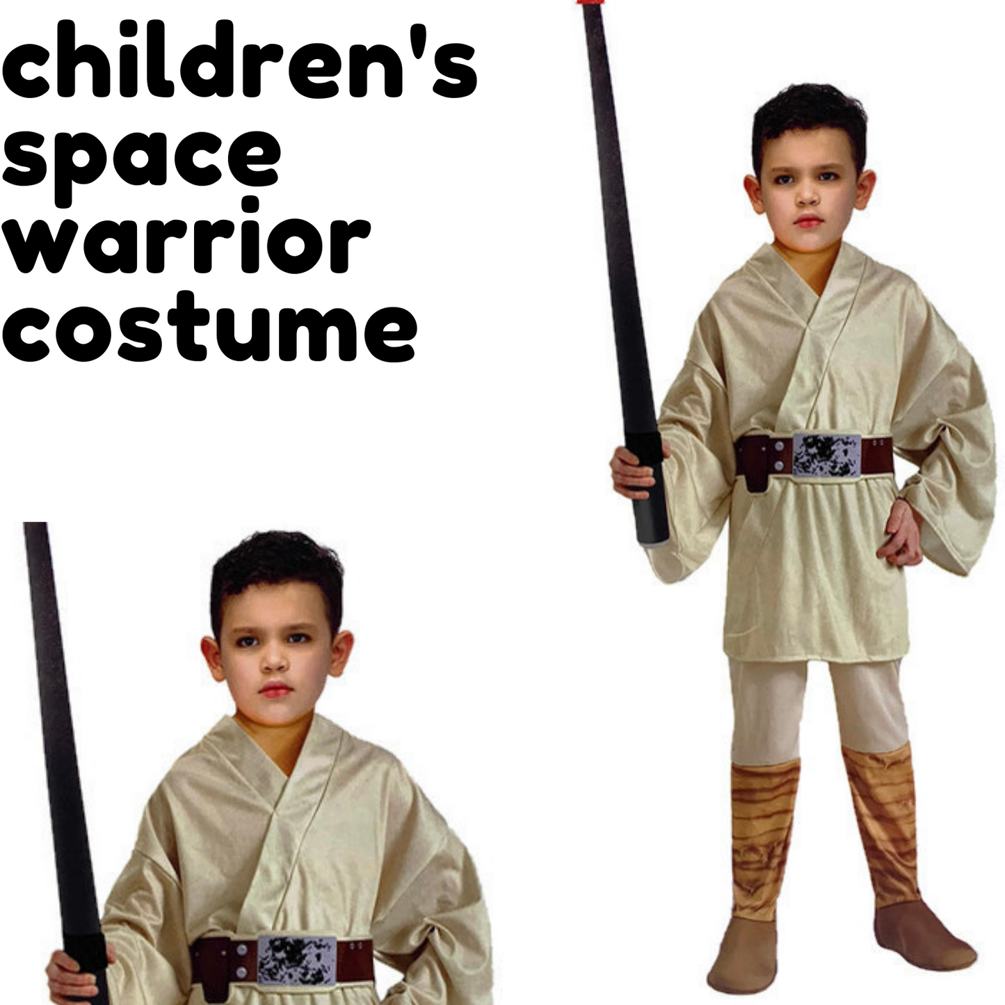 Childrens Space Warrior Costume Jedi Party Master Boys Kids-1