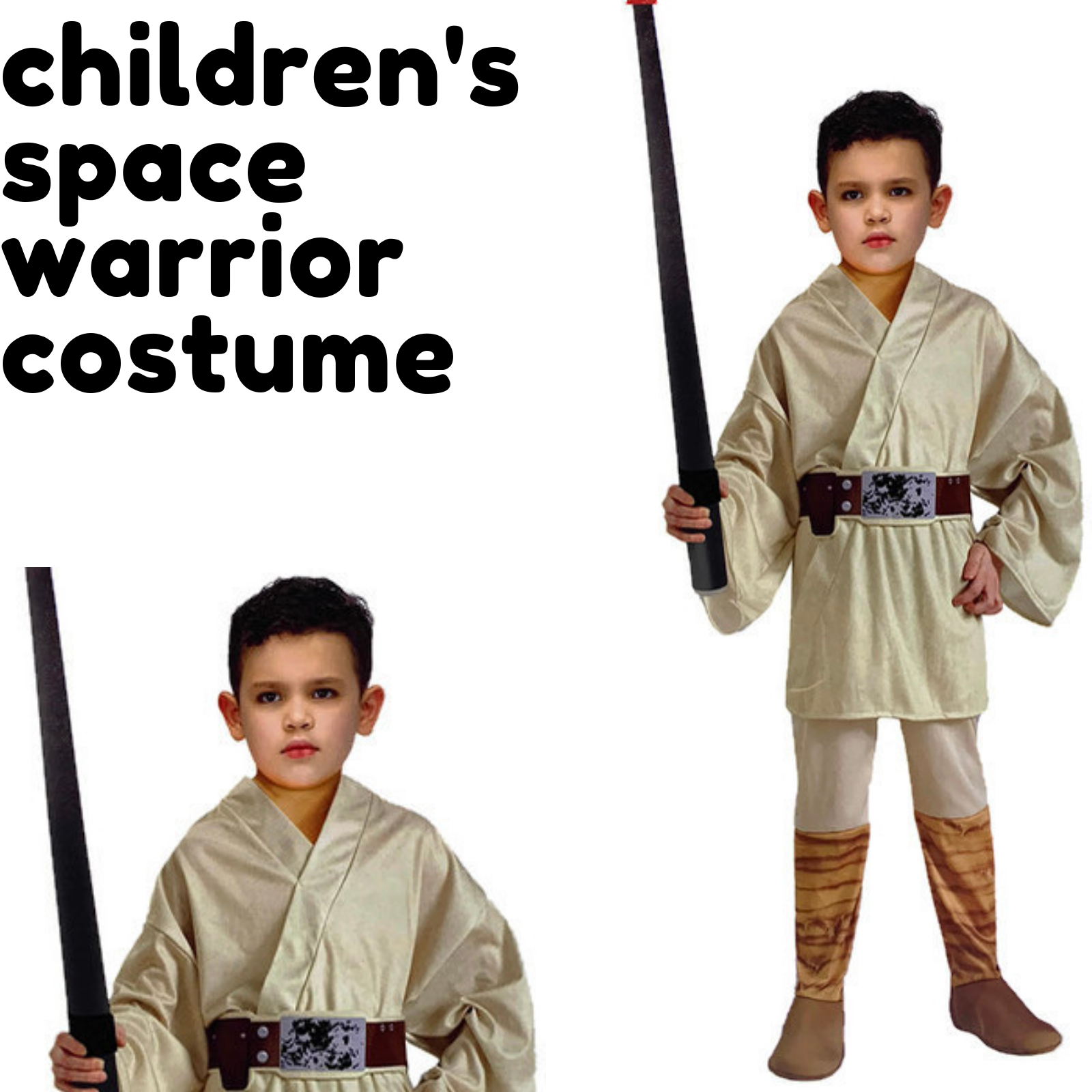 Childrens Space Warrior Costume Jedi Party Master Boys Kids-1