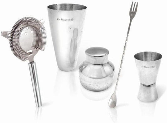 4pc Vin Bouquet Stainless Steel Cocktail Shaker Maker Set in Silver-0