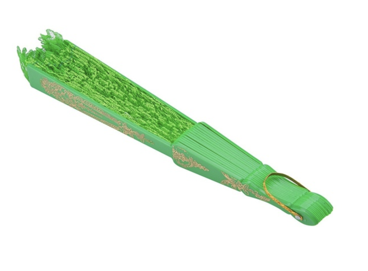 Lace Folding Hand Fan Bridal Wedding Party Spanish Costume Accessory - Green