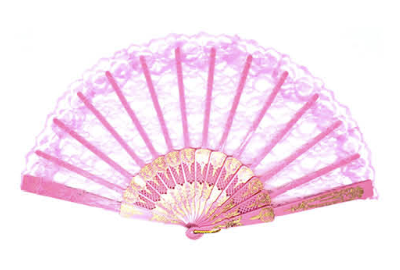 Lace Folding Hand Fan Wedding Party Spanish Costume Accessory - Light Pink