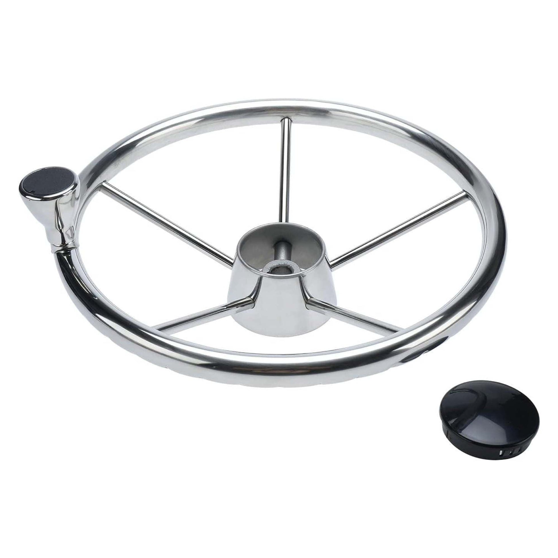 13.5" Boat Stainless Steel Steering Wheel - 5 Spoke with Knob For 3/4" Shaft-0
