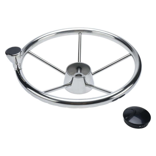 13.5" Boat Stainless Steel Steering Wheel - 5 Spoke with Knob For 3/4" Shaft-0